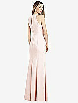 Rear View Thumbnail - Blush V-Neck Keyhole Back Crepe Trumpet Gown
