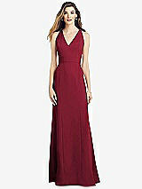 Front View Thumbnail - Burgundy V-Neck Keyhole Back Crepe Trumpet Gown