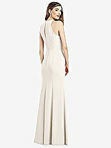 Rear View Thumbnail - Ivory V-Neck Keyhole Back Crepe Trumpet Gown