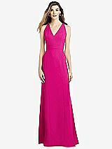 Front View Thumbnail - Think Pink V-Neck Keyhole Back Crepe Trumpet Gown