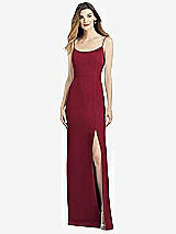 Alt View 1 Thumbnail - Burgundy Spaghetti Strap V-Back Crepe Gown with Front Slit