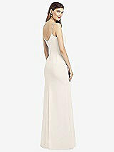 Rear View Thumbnail - Ivory Spaghetti Strap V-Back Crepe Gown with Front Slit
