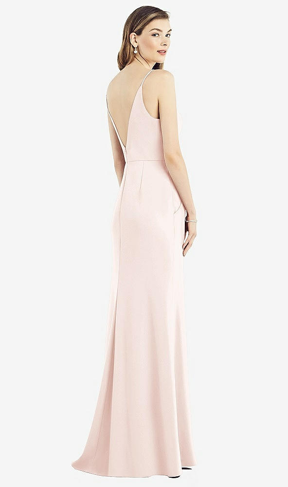 Back View - Blush V-Back Spaghetti Strap Maxi Dress with Pockets