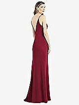 Rear View Thumbnail - Burgundy V-Back Spaghetti Strap Maxi Dress with Pockets