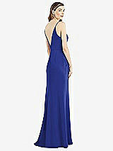 Rear View Thumbnail - Cobalt Blue V-Back Spaghetti Strap Maxi Dress with Pockets