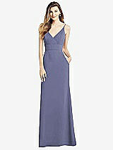 Front View Thumbnail - French Blue V-Back Spaghetti Strap Maxi Dress with Pockets