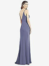 Rear View Thumbnail - French Blue V-Back Spaghetti Strap Maxi Dress with Pockets