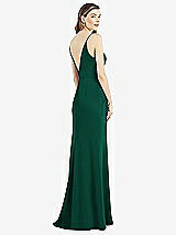 Rear View Thumbnail - Hunter Green V-Back Spaghetti Strap Maxi Dress with Pockets