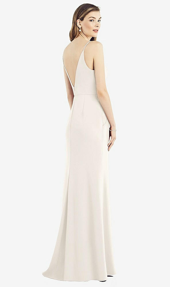 Back View - Ivory V-Back Spaghetti Strap Maxi Dress with Pockets