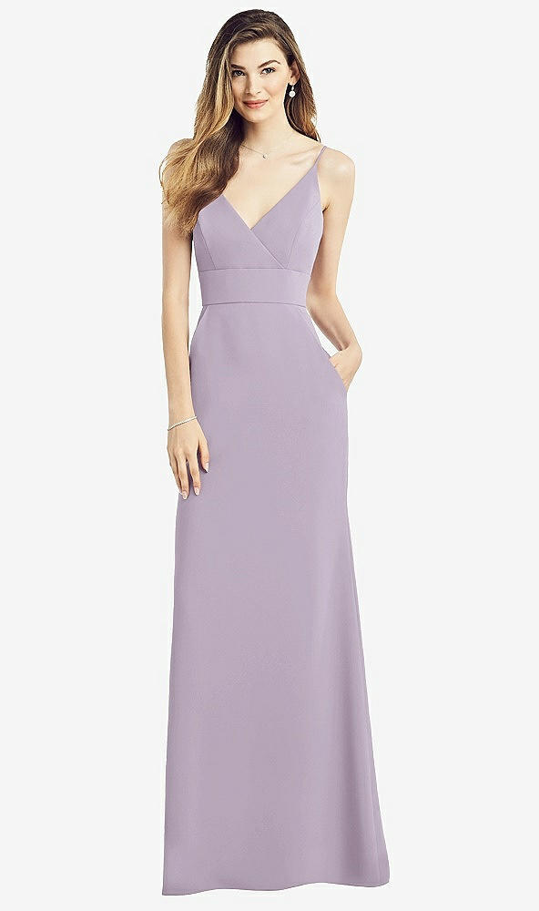 Front View - Lilac Haze V-Back Spaghetti Strap Maxi Dress with Pockets