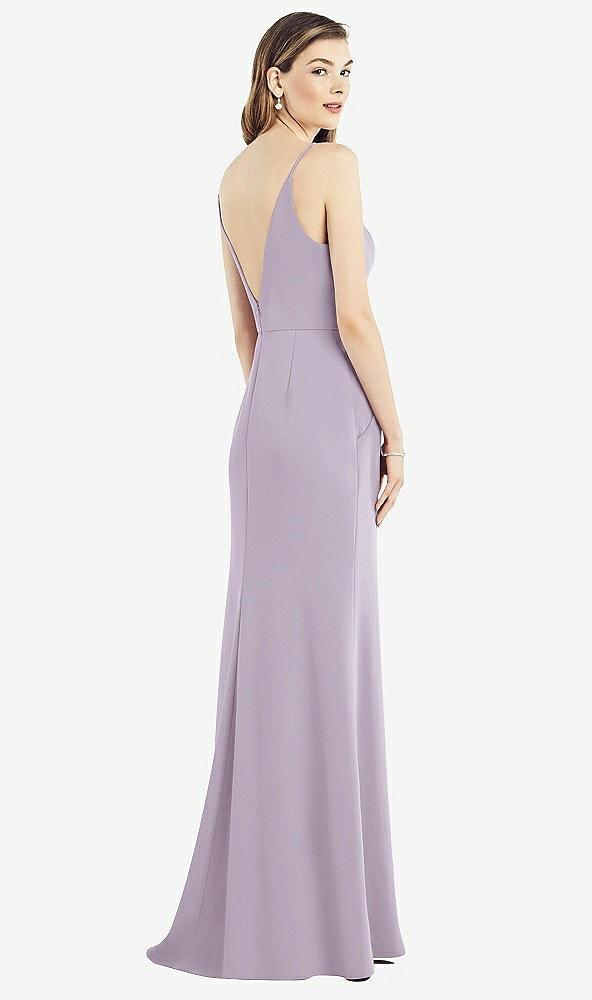 Back View - Lilac Haze V-Back Spaghetti Strap Maxi Dress with Pockets