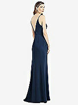 Rear View Thumbnail - Midnight Navy V-Back Spaghetti Strap Maxi Dress with Pockets