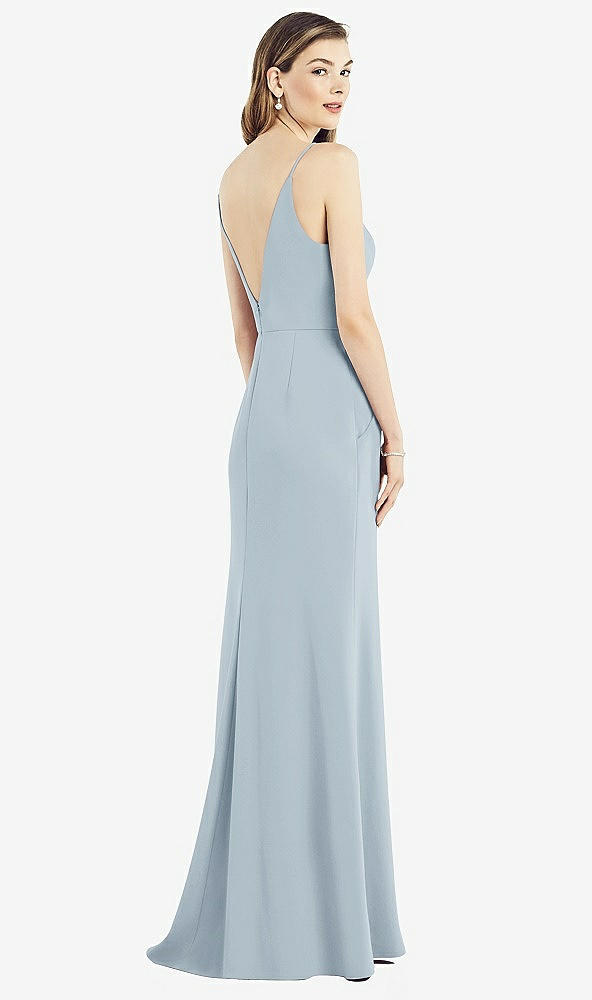 Back View - Mist V-Back Spaghetti Strap Maxi Dress with Pockets