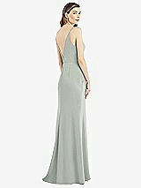 Rear View Thumbnail - Willow Green V-Back Spaghetti Strap Maxi Dress with Pockets