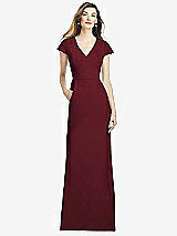 Alt View 1 Thumbnail - Cabernet Cap Sleeve A-line Crepe Gown with Pockets