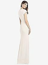 Rear View Thumbnail - Ivory Cap Sleeve A-line Crepe Gown with Pockets