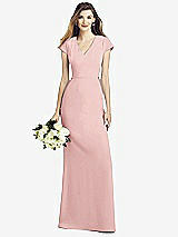 Front View Thumbnail - Rose Cap Sleeve A-line Crepe Gown with Pockets