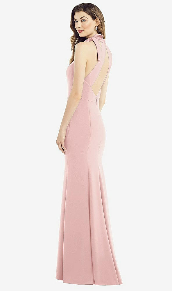 Front View - Rose Bow-Neck Open-Back Trumpet Gown