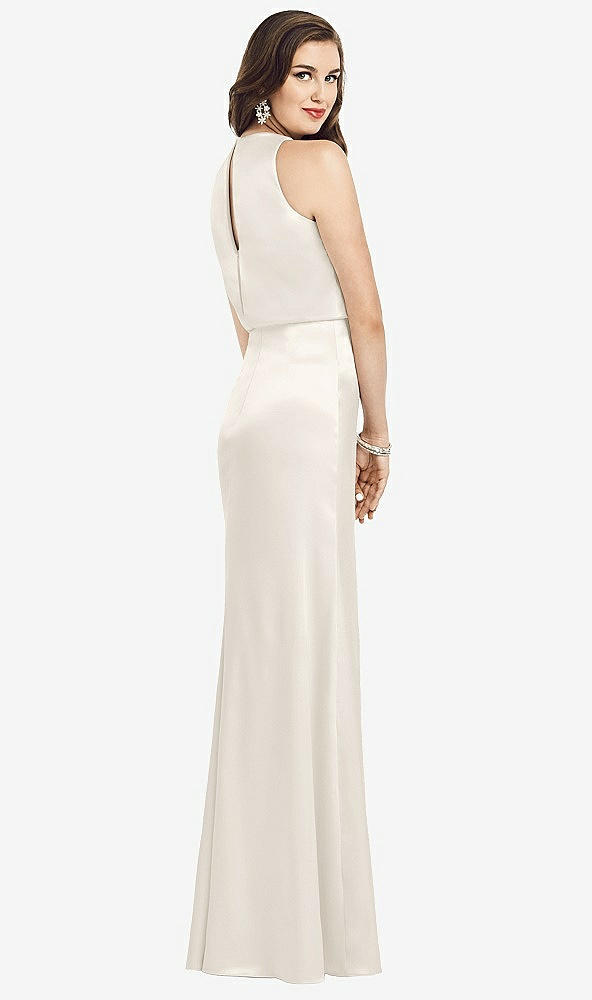 Back View - Ivory Sleeveless Blouson Bodice Trumpet Gown