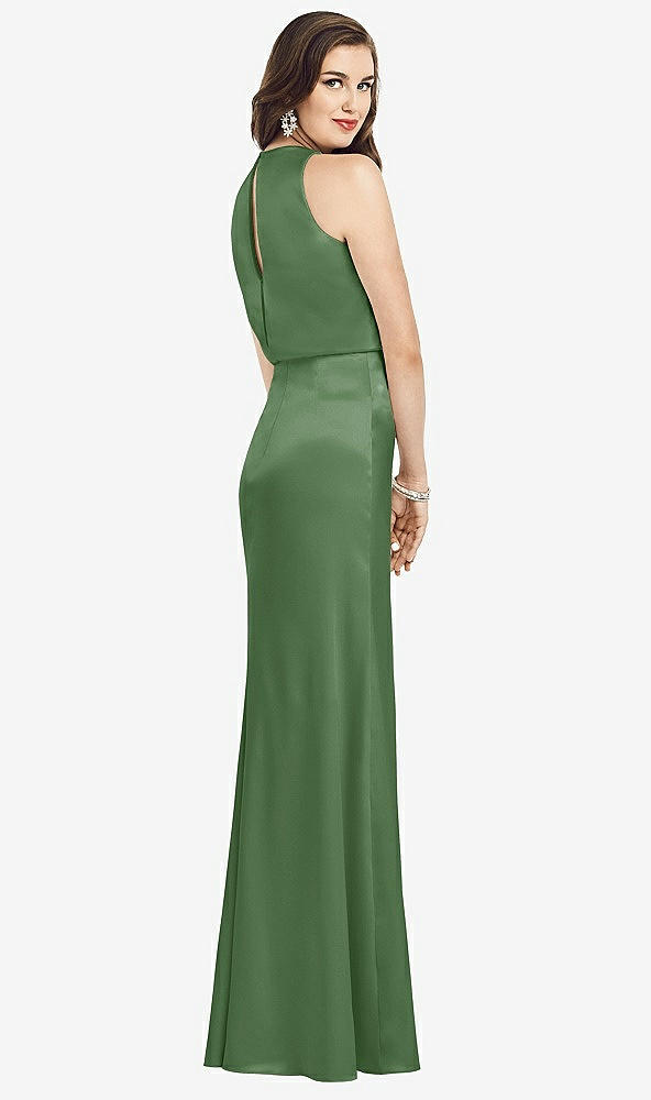 Back View - Vineyard Green Sleeveless Blouson Bodice Trumpet Gown
