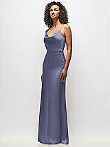 Side View Thumbnail - French Blue Cowl-Neck Criss Cross Back Slip Dress
