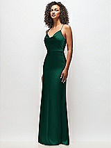 Side View Thumbnail - Hunter Green Cowl-Neck Criss Cross Back Slip Dress