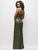 Rear View Thumbnail - Olive Green Cowl-Neck Criss Cross Back Slip Dress