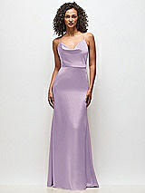Front View Thumbnail - Pale Purple Cowl-Neck Criss Cross Back Slip Dress
