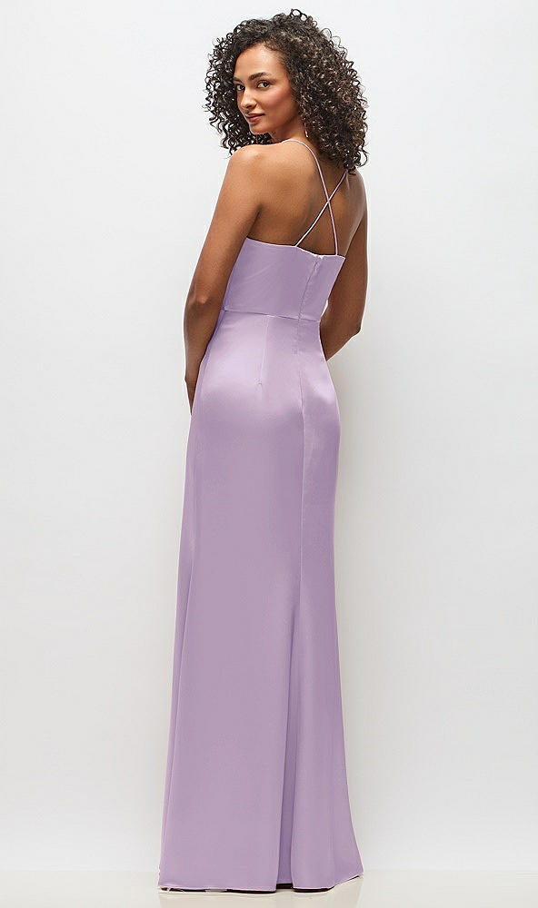 Back View - Pale Purple Cowl-Neck Criss Cross Back Slip Dress