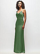 Side View Thumbnail - Vineyard Green Cowl-Neck Criss Cross Back Slip Dress