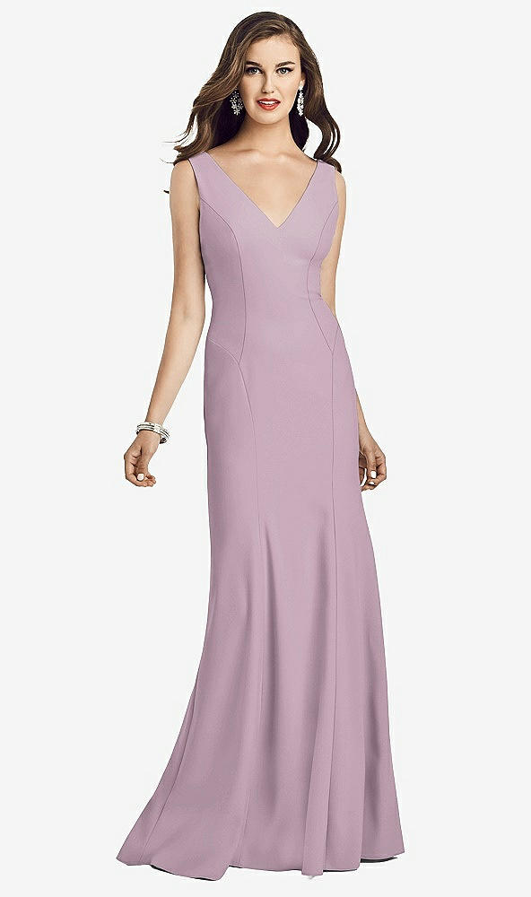 Front View - Suede Rose Sleeveless Seamed Bodice Trumpet Gown