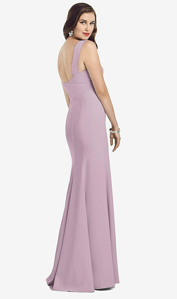 Back View - Suede Rose Sleeveless Seamed Bodice Trumpet Gown