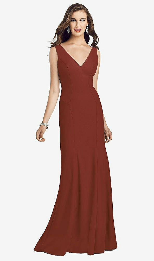 Front View - Auburn Moon Sleeveless Seamed Bodice Trumpet Gown