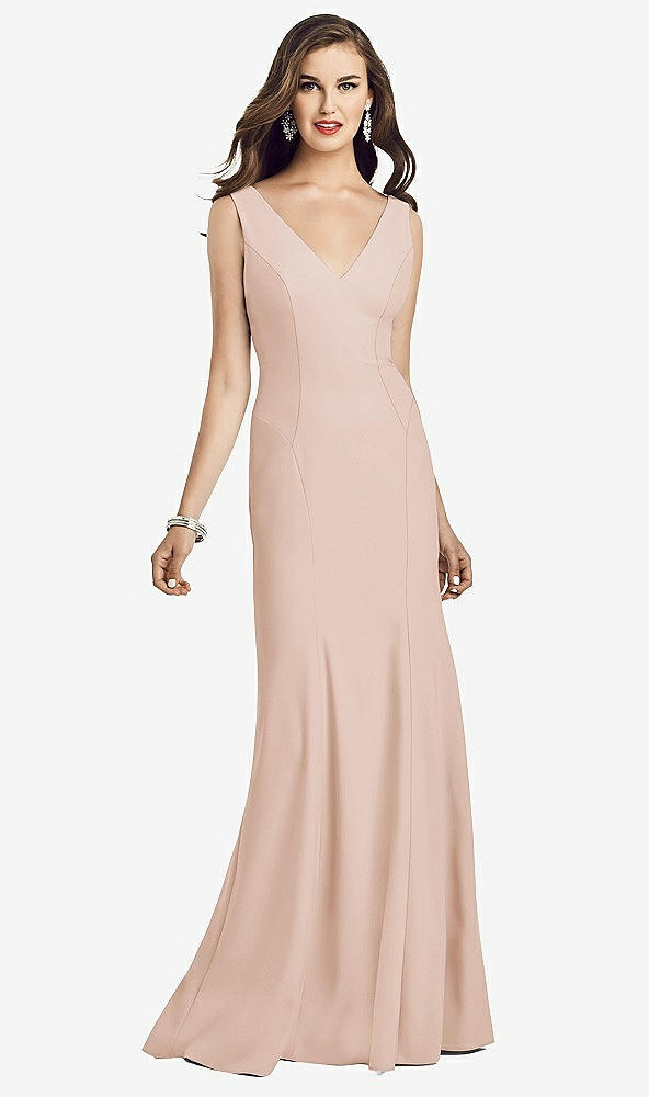 Front View - Cameo Sleeveless Seamed Bodice Trumpet Gown