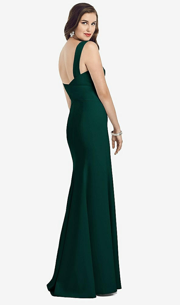 Back View - Evergreen Sleeveless Seamed Bodice Trumpet Gown