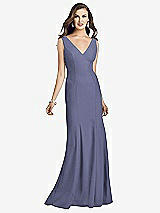 Front View Thumbnail - French Blue Sleeveless Seamed Bodice Trumpet Gown