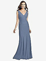 Front View Thumbnail - Larkspur Blue Sleeveless Seamed Bodice Trumpet Gown