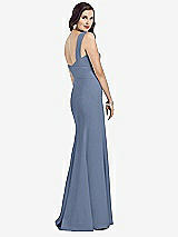 Rear View Thumbnail - Larkspur Blue Sleeveless Seamed Bodice Trumpet Gown