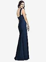 Rear View Thumbnail - Midnight Navy Sleeveless Seamed Bodice Trumpet Gown