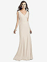 Front View Thumbnail - Oat Sleeveless Seamed Bodice Trumpet Gown