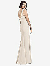 Rear View Thumbnail - Oat Sleeveless Seamed Bodice Trumpet Gown