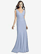 Front View Thumbnail - Sky Blue Sleeveless Seamed Bodice Trumpet Gown