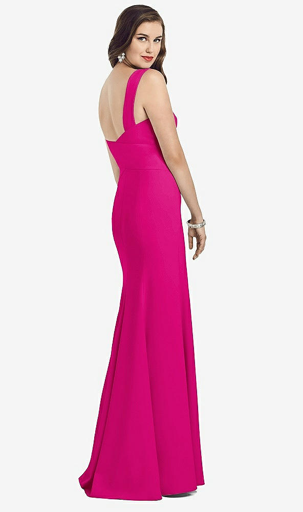 Back View - Think Pink Sleeveless Seamed Bodice Trumpet Gown