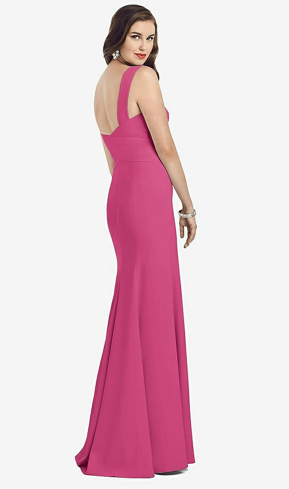 Back View - Tea Rose Sleeveless Seamed Bodice Trumpet Gown