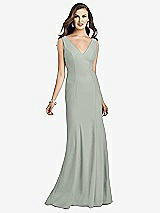 Front View Thumbnail - Willow Green Sleeveless Seamed Bodice Trumpet Gown