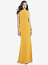 Rear View Thumbnail - NYC Yellow Draped Backless Crepe Dress with Pockets