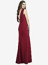 Front View Thumbnail - Burgundy Draped Backless Crepe Dress with Pockets