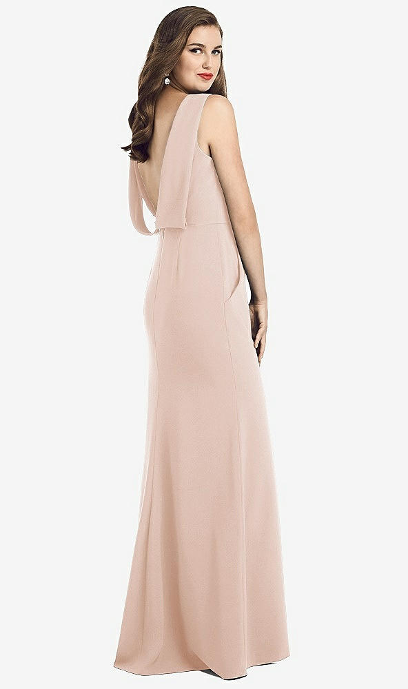 Front View - Cameo Draped Backless Crepe Dress with Pockets