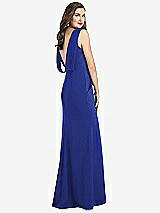 Front View Thumbnail - Cobalt Blue Draped Backless Crepe Dress with Pockets