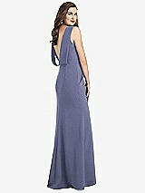 Front View Thumbnail - French Blue Draped Backless Crepe Dress with Pockets